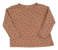 Starorůžovo-čierne bodkovaná é tričko H&M