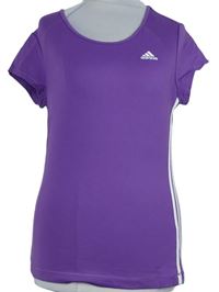 Dámske fialové športové funkčné tričko s pruhmi Adidas