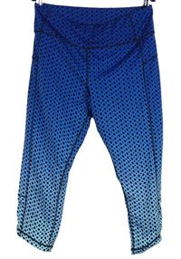 Dámské modro-světlemodré puntíkované sportovní capri legíny 