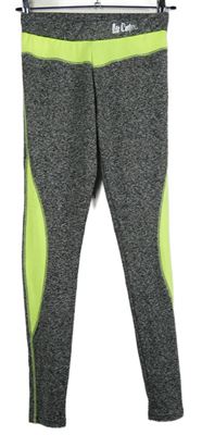 Dámské šedo-neonově zelené melírované sportovní legíny Lee Cooper 