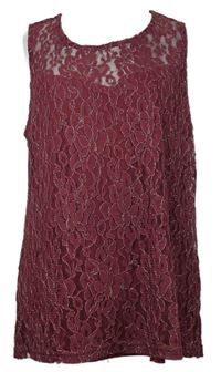 Dámská vínovo-zlatá krajková halenka Dorothy Perkins 