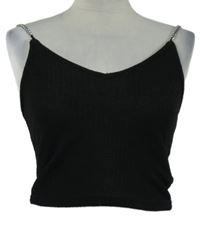 Dámský černý struktrurovaný crop top Shein