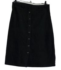 Dámská černá sametová manšestrová sukně s knoflíčky TU 