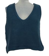 Nové - Dámsky tmavomodrý pletený crop top Boohoo