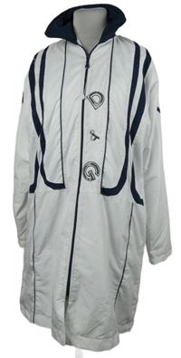 Dámský bílo-tmavomodrý šusťákový jarní kabát s logy Dansor