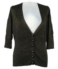 Dámský černo-zlatý třpytivý propínací svetr Wallis 