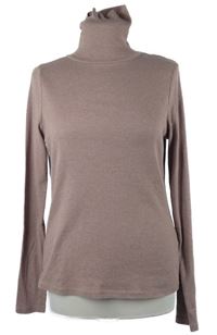 Dámské starorůžové žebrované triko s rolákem New Look 