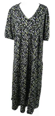 Nové - Dámské černé kytičkované midi šaty George 