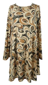 Dámské béžovo-hnědé vzorované šaty Blue Vanilla 