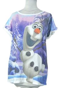 Dámske bielo-fialové tričko s Olafem Disney + George