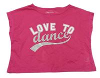 Neónově ružové perforované športové crop tričko s nápisom Souluxe