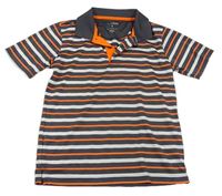 Šedo-bílo-oranžové pruhované sportovní polo tričko George