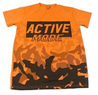 Neonově oranžovo-černé sportovní tričko s nápisem Ergeenomixx