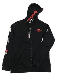 Černá propínací mikina s logem a kapucí Lee Cooper
