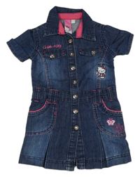 Tmavomodré rifľové prepínaci šaty s Hello Kitty Sanrio