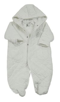 Biela prešívaná zateplená kombinéza s obrázkom a kapucňou Jasper Conran