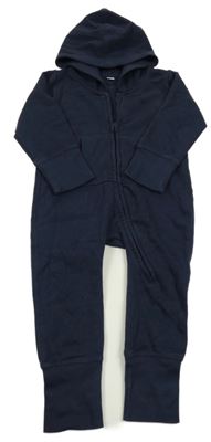 Tmavomodrá tepláková kombinéza s kapucňou