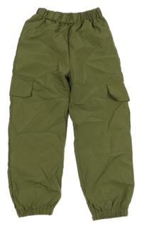 Khaki šušťákové cargo nohavice Shein