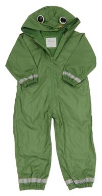 Zelená šusťáková podšitá kombinéza s kapucí- žabka Primark