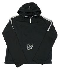 Čierna športová mikina s výšivkou a kapucňou