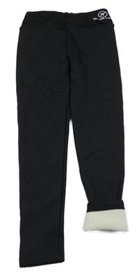 Černé sportovní teplé legíny s nápisem