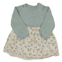 Modro-biele pleteno/plátěné šaty s kvietkami TU