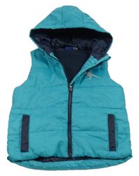 Azurová šušťáková zateplená vesta s dinem a kapucňou Lupilu