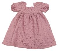 Ružové plátenné šaty s madeirou Kiki&Koko