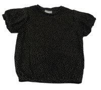 Čierne bodkovaná é zamatové tričko