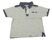 Svetlošedá -čierne pruhované polo tričko Rebel