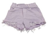 Fialové kraťasy s flitrami