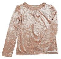 Svetloružové zamatové tričko H&M