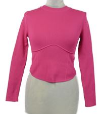 Dámský růžový žebrovaný crop svetr Primark