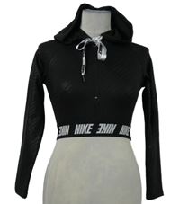 Dámská černá propínací crop sportovní mikina s kapucí a logem Nike 