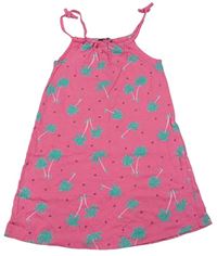 Ružové bavlnené šaty s palmami George