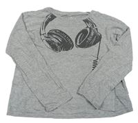 Sivé tričko so sluchátky zn. Pep&Co