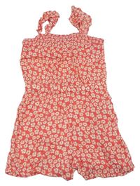 Ružový kvetovaný ľahký kraťasový overal zn. Primark