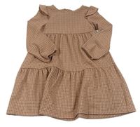 Růžovo-béžové vzorované šaty s volánky Primark
