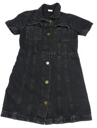 Čierne rifľové prepínaci šaty s golierikom Next