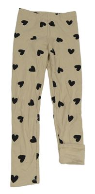 Světlebéžové teplákové legíny se srdíčky H&M