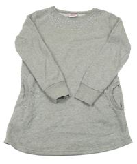 Sivá trblietavá šatová mikina s kamienkami Yigga