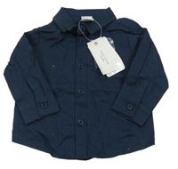 Nové - Tmavomodrá lněná košile 