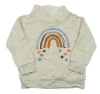 Sivo-béžová melírovaná mikina s dúhou a komínovým golierom Topolino