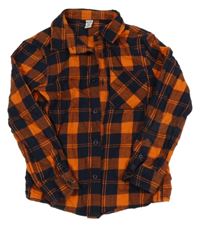 Tmavomodro-oranžová kostkovaná košile Dopodopo