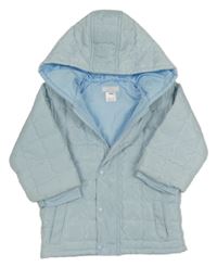 Svetlomodrá prešívaná šušťáková zateplená bunda s kapucňou Amore