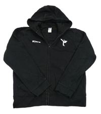 Čierna prepínaci mikina s potlačou a kapucňou