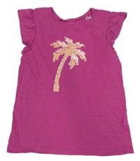 Fuchsiové tričko s palmou C&A