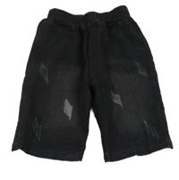 Čierne teplákovo/riflové kraťasy s prošopupáním