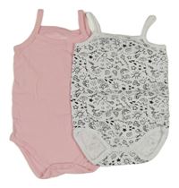 2x body - světlerůžové + bílo-černé s nápisy 