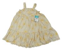 Nové - Svetlobéžové bavlnené šaty so sluníčky Primark